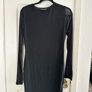 SHEIN Sparkling Black Long Sleeve Dress